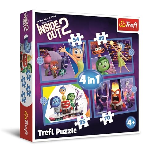 Trefl 34652 Inside Out 2, Die Macht der Gefühle-Puzzle 4in1, 4 Puzzlespielen, 35 do 70 Teile-Unterschiedliche Schwierigkeitsgrade, Spiel für Kinder ab 4, Mehrfarbig von Trefl