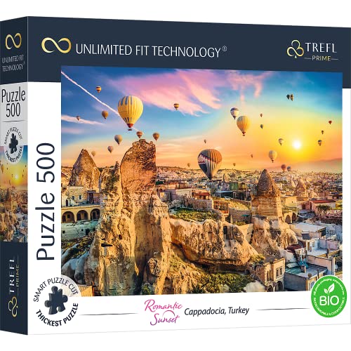 Trefl 37458 Prime 500 Elemente-Dickste Pappe, Türkei, Luftballons, Moderne, kreative Unterhaltung für Erwachsene und Kinder ab 10 Jahren Hochelement, Puzzle UFT Romantic Sunset: Cappadocia, Turkey von Trefl