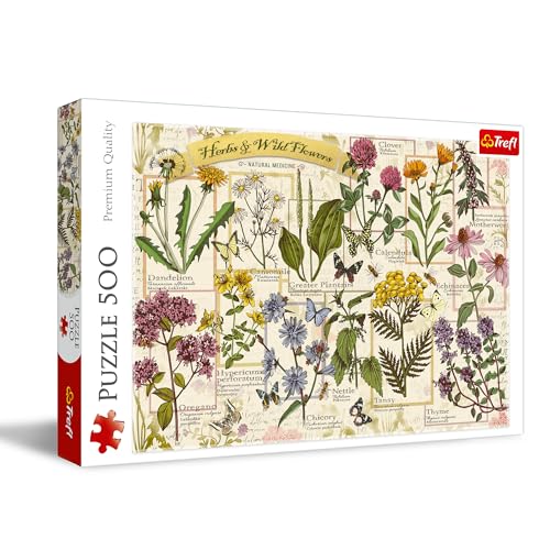 Trefl 37478 Herbarium DIY-Spiel mit Retro-Graphik, Mehrfarbig, Puzzle 500 Elemente von Trefl