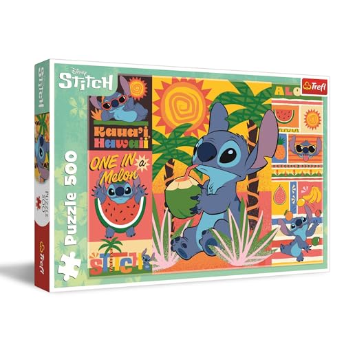 Trefl 37483 Stich Lilo, Sommerferien mit Stitch 500 Teile-DIY Disney-Charakter, Kreative Unterhaltung, Spaß, Puzzle-Klassiker für Erwachsene und Kinder ab 10 Jahren, Mehrfarbig von Trefl