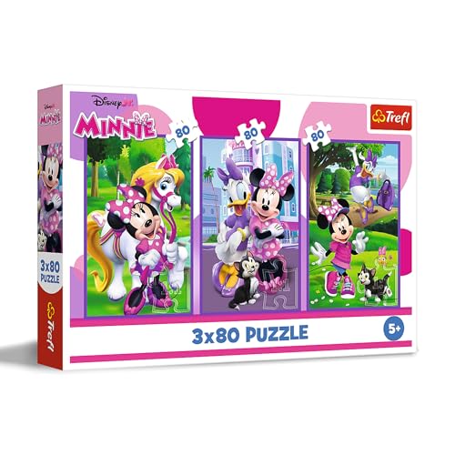 Trefl – 3in1 Puzzle: Disney, Minnie und Freunde - 3 x 80 Teile, 3er-Puzzle-Set für Kinder ab 5 Jahren von Trefl