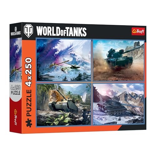 Trefl - 4-in-1-Puzzle: World of Tanks, Große Panzerschlacht - 4 x 250 Teile - Set mit Vier Puzzles für Jugendliche Trefl - 4-in-1-Puzzle: World of Tanks, Große Panzerschlacht - 4 x 250 Teile - Set mit Vier Puzzles für Jugendliche von Trefl