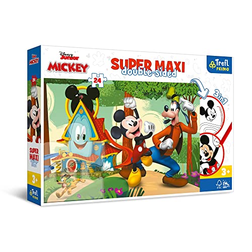 Trefl-3in1 24 Grandi, Libro, Gioco con Elementi da Colorare, Colorati con Personaggi Disney, per Bambini dai 3 Anni Puzzle, Colore Cars, Casa Allegra e Amici, 41012 von Trefl