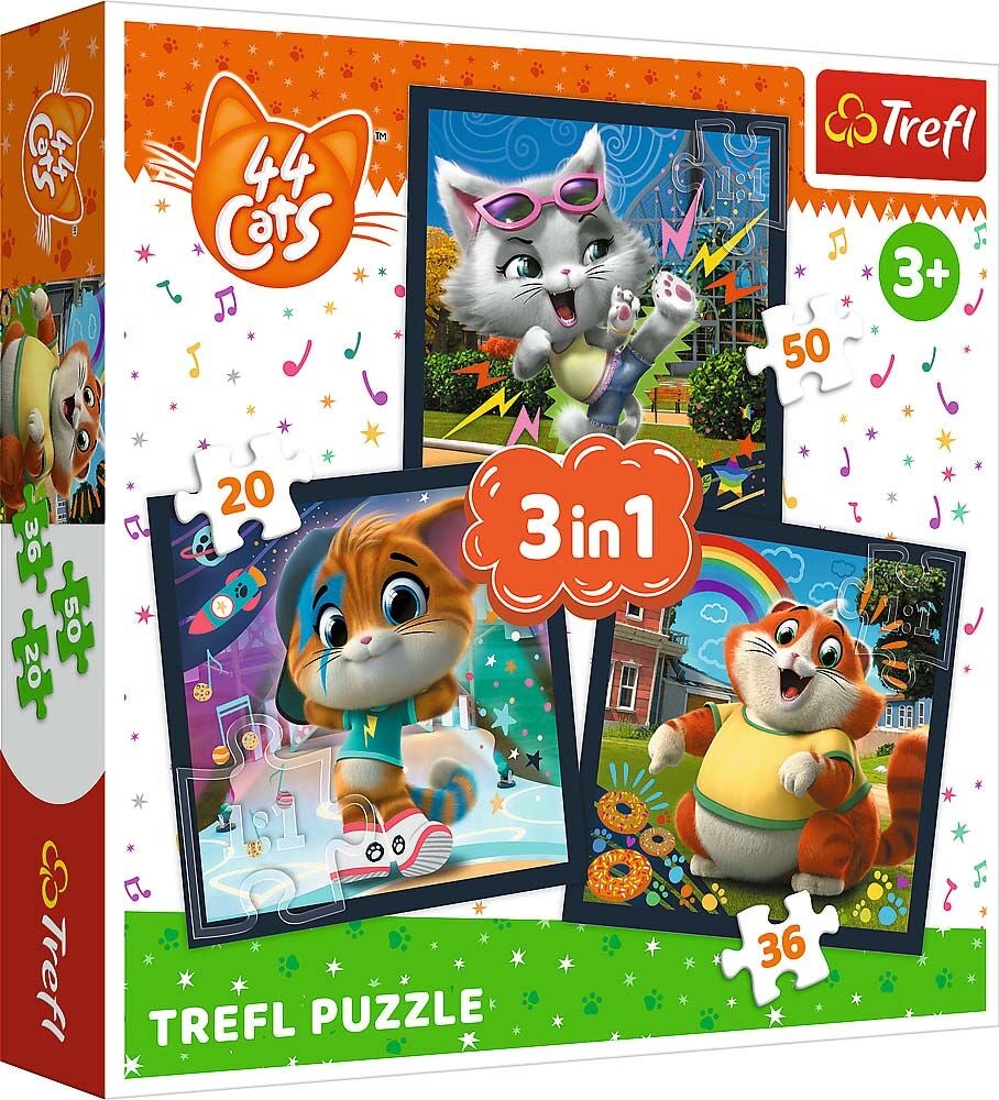 Trefl 44 Cats Puzzles 3-in-1 von Trefl