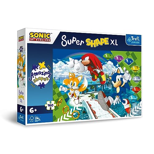 Trefl 50038 Sonic The Hedgehog, Lustiger Sonic - Puzzle 160 XL Super Shape Kinderpuzzle, Mehrfarbig von Trefl