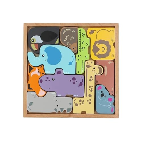 Trefl - Holz-Puzzle : Zoo Ekipe, Wooden Toys - Holzspielzeug, Steinchen Tiere, Untersetzer mit Rahmen und Konturen, Umweltfreundliches Naturholz, für Jahre, für Kinder ab 18 Monate von Trefl