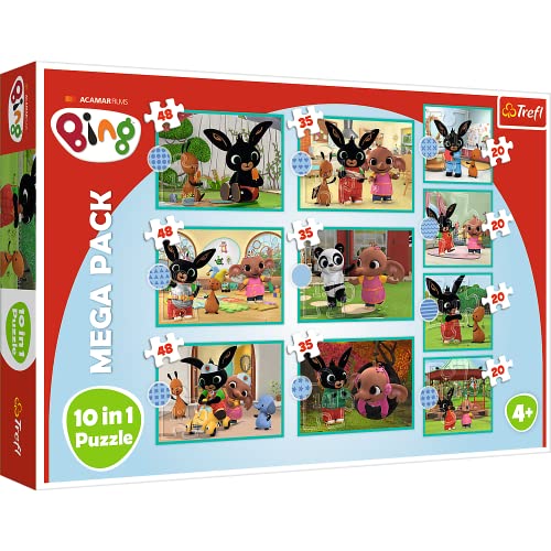 Trefl 90393 10-in-1-Puzzle 10 20 bis 48 Elementen-Puzzle mit den Helden Serie Verschiedene Schwierigkeitsgrade Unterhaltung für Kinder ab 4 Jahren, Macht Bing von Trefl