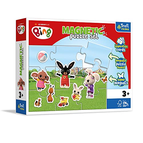 Trefl 93165 farbigen Magneten, Szeneninspirationskarten, mit Märchenfiguren, Spaß für Kinder ab 3 Jahren, Magnetisches Puzzle-Set: Bing, Die lustige Welt von Bing von Trefl