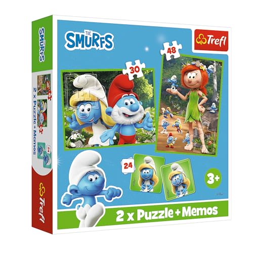 Trefl 93656 Schlümpfe Puzzle und Memos Set für Kinder, Mehrfarbig von Trefl