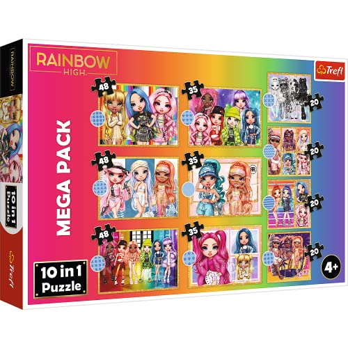 Trefl 96000 10-in-1, 10, 12 bis 48 Elementen-Puzzles mit Märchenfiguren, Verschiedene Schwierigkeitsgrade, Kinder ab 4 Kinderpuzzle, Rainbow High, Kollektion Modischer Puppen von Trefl