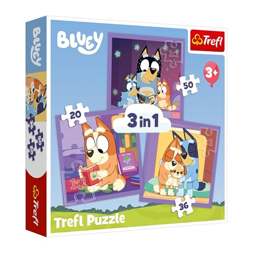 Trefl - Bluey, Lernen Sie Bluey kennen – 3-in-1-Puzzle, 3 Puzzles, 20 bis 50 Teile – Verschiedene Schwierigkeitsgrade, Unterhaltung für Kinder ab 3 Jahren Trefl - Bluey, Lernen Sie Bluey kennen – 3-in-1-Puzzle, 3 Puzzles, 20 bis 50 Teile – Verschiedene Schwierigkeitsgrade, Unterhaltung für Kinder ab 3 Jahren von Trefl