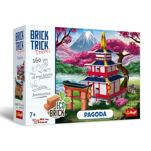 Trefl - Brick Trick Travel: Pagode - Bauen mit Ziegeln, EKO Echte Ziegelsteine, Reisen, 160 Ziegel, für Kinder ab 7 Jahren von Trefl