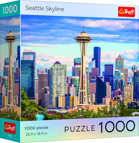 Trefl Cities Seattle Skyline - 1000 Teile Puzzle 68,6 x 48,3 cm DIY Puzzle, kreativer Spaß, klassisches Puzzle für Erwachsene und Kinder ab 12 Jahren von Trefl