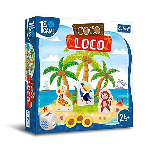 Trefl 02343 Erstes, Brettspiel für die Kleinsten, Exotische Tiere, Kooperatives Kleinkinder, Große Elemente, Lernen, Spiel für Kinder ab 2,5 Jahren Game, Coco Loco von Trefl