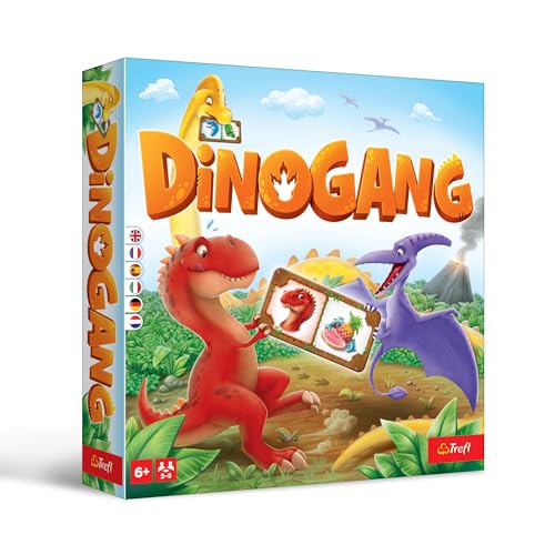 Trefl Dinogang - Verrücktes Brettspiel Für die Ganze Familie, Dinosaurier, Sammeln Sie Jetons, Prähistorische Zeiten, Gesellschaftsspiel für Erwachsene und Kinder ab 6 Jahren von Trefl