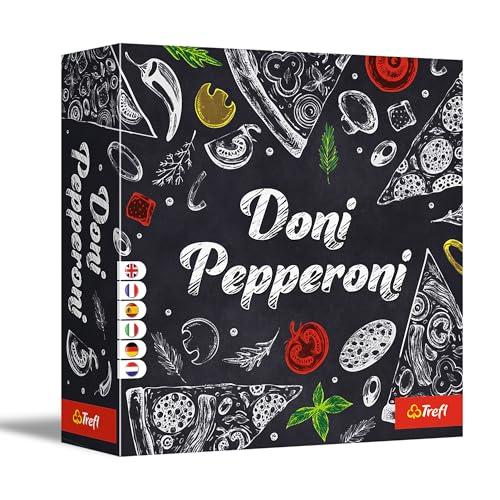 Trefl - Doni Pepperoni - Dynamisches Gesellschaftsspiel, Karten in Pizzaform, Aufmerksamkeitsspiel, Schnelle Partie, Einfache Regeln, für Erwachsene und Kinder ab 7 Jahren von Trefl