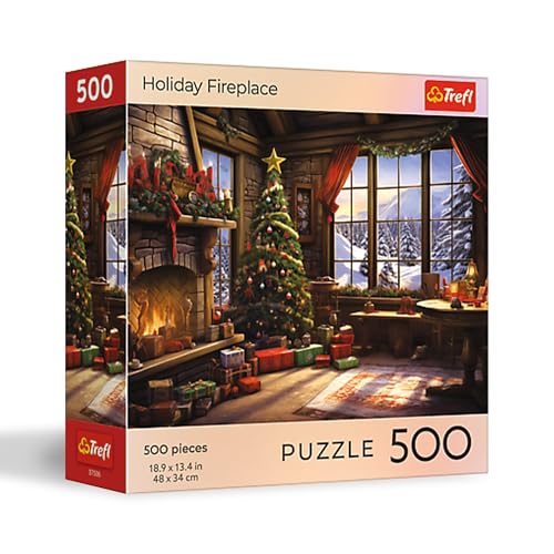 Trefl Holiday Fireplace 500 Teile Puzzle 68,6 x 48,3 cm Druck, DIY-Puzzle, Weihnachtspuzzle, kreativer Spaß, klassisches Puzzle für Erwachsene und Kinder ab 12 Jahren von Trefl