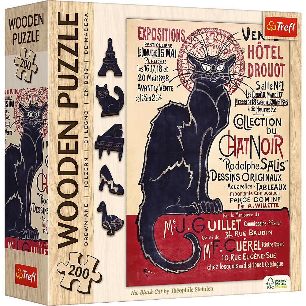 Trefl Holzpuzzle 200 Teile - Théophile Steinlen: Der schwarze Kater - Trefl Holzpuzzle 200 Teile - Théophile Steinlen: Der schwarze Kater - von Trefl