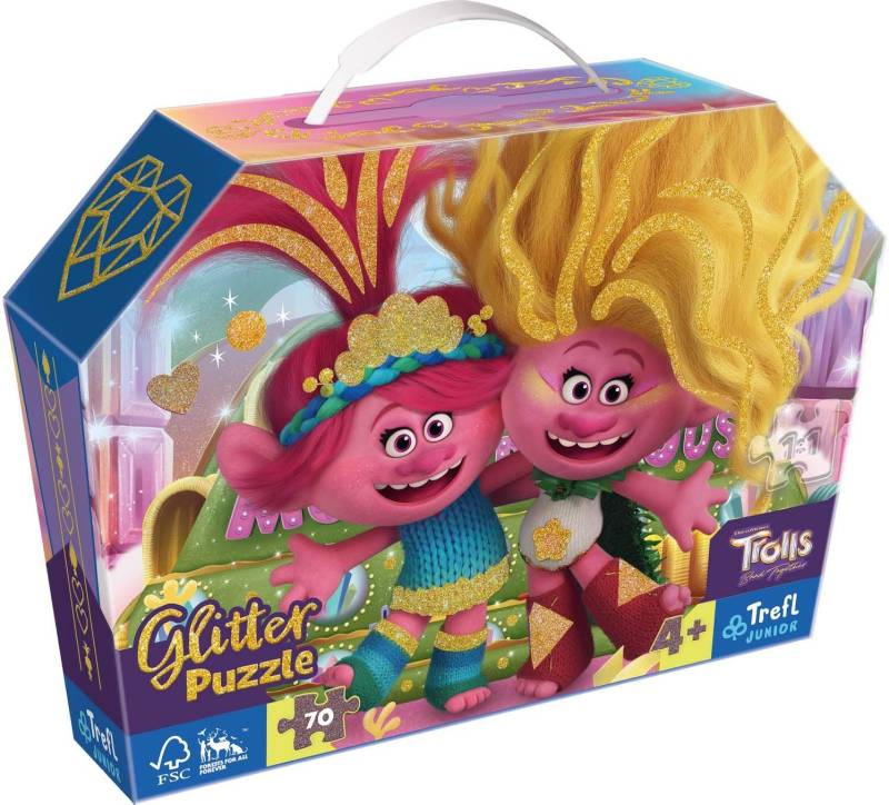 Trefl Junior Glitter Trolls Puzzle 70 Teile von Trefl