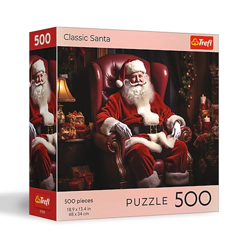 Trefl Klassisches Weihnachtsmann-Puzzle, 500 Teile, 68,6 x 48,3 cm, Druck, DIY-Puzzle, Weihnachtspuzzle, kreativer Spaß, klassisches Puzzle für Erwachsene und Kinder ab 12 Jahren von Trefl