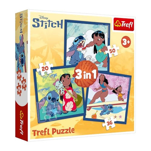 Trefl – Lilo & Stitch, Zeit mit Stitch – 3-in-1-Puzzle, 3 Puzzles, 20 bis 50 Teile – Verschiedene Schwierigkeitsgrade, Unterhaltung für Kinder ab 3 Jahren Trefl – Lilo & Stitch, Zeit mit Stitch – 3-in-1-Puzzle, 3 Puzzles, 20 bis 50 Teile – Verschiedene Schwierigkeitsgrade, Unterhaltung für Kinder ab 3 Jahren von Trefl