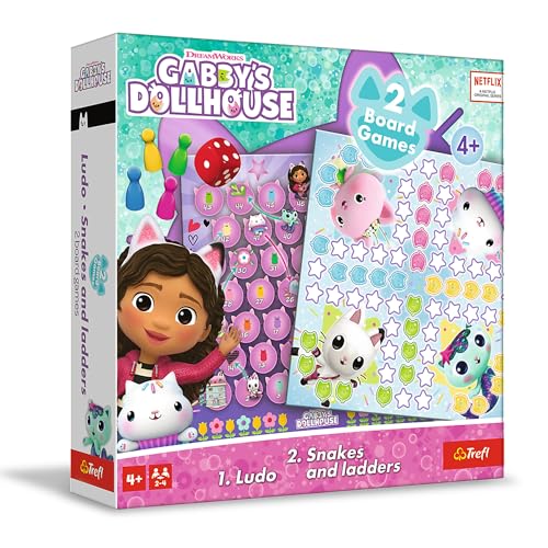 Trefl – Ludo, Schlangen und Leitern: Gabby's Dollhouse – 2-in-1-Spiel, klassisches Familienbrettspiel mit Figuren aus Gabis Katzenhaus, für Erwachsene und Kinder ab 4 Jahren Trefl – Ludo, Schlangen und Leitern: Gabby's Dollhouse – 2-in-1-Spiel, klassisches Familienbrettspiel mit Figuren aus Gabis Katzenhaus, für Erwachsene und Kinder ab 4 Jahren von Trefl