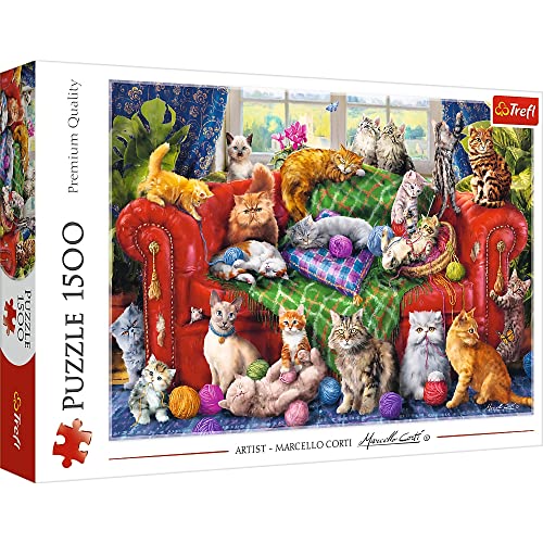 Puzzle 1500 - Katzen auf dem Sofa von Trefl