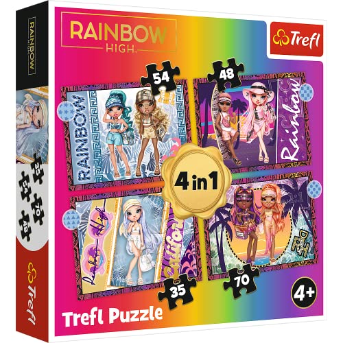 Tréfl - Rainbow High, Poupées à la mode - Puzzle 4en1, 4 Puzzles, de 35 à 70 éléments - Puzzles Colorés avec des Personnages de Contes de fées Rainbow High, pour les Enfants à Partir de 4 ans von Trefl