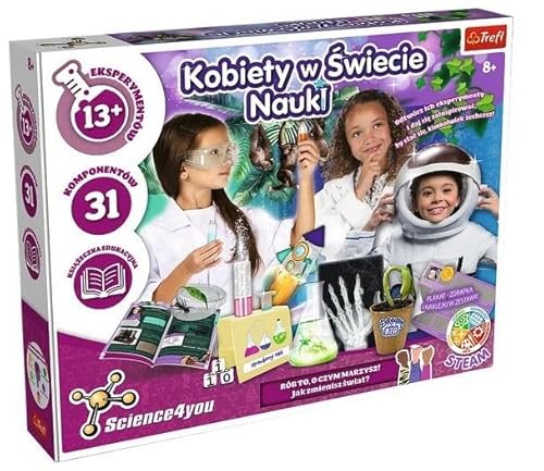 Trefl - Science4you - Frauen in der Welt der Wissenschaft - 13 Experimente und Bildungsbuch, Lernen Sie 15 Frauen kennen und Entdeckungen, STEAM, Spaß und Lernen, Kreatives Lernspielzeug für Kinder ab von Trefl