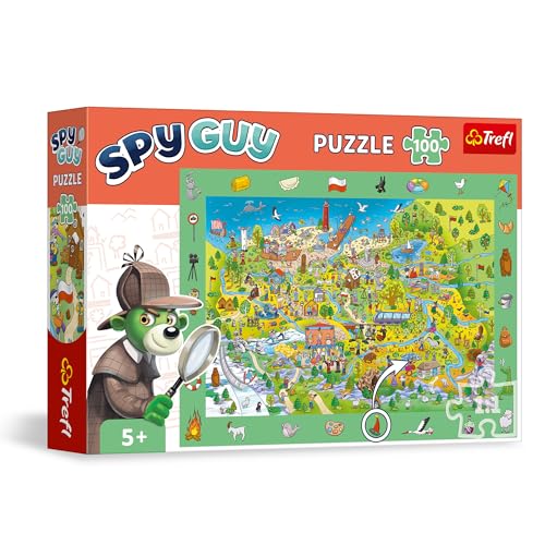 Trefl 15596 Beobachtungs Spy Guy: Polen-100 Elemente-Finde alle Gegenstände aus dem Rahmen, Buntes Puzzle Voll mit Details, Aufmerksamkeitstraining für Kinder ab 5 Jahren, Mehrfarbig von Trefl