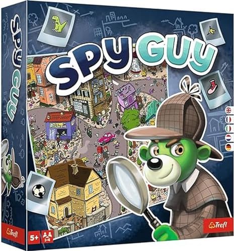 Trefl - Spy Guy - Kooperatives Detektivspiel, Familienbrettspiel, Beweissuche und Kriminelle Anzüge, Großes Brett mit Stadt, Familienspiel für Erwachsene und Kinder ab 5 Jahren von Trefl