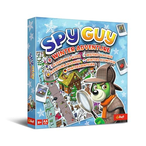 Trefl - Spy Guy Winter Adventure - Kooperatives Detektivspiel, Familienbrettspiel, Brettspiel, Suchen Sie Beweise und Fassen Sie den Schurken, Spielbrett mit Gezeichneter Stadtkarte, ab 5 Jahren von Trefl