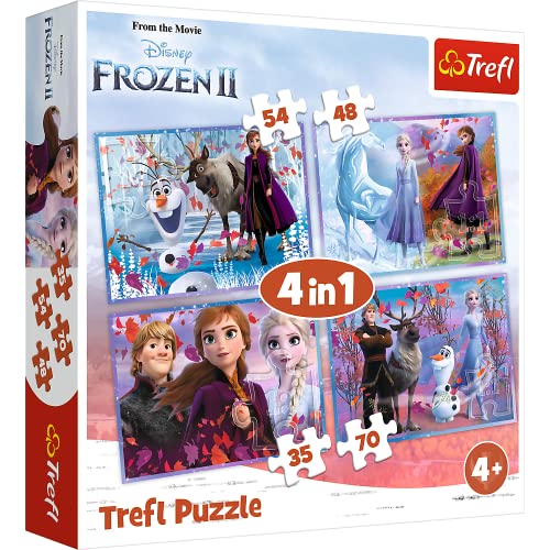 Trefl TR34323 Eine Reise ins Unbekannte, Disney Frozen 2 von 35 bis 70 Teilen, 4 Sets, für Kinder ab 4 Jahren Puzzlebox, Mehrfarbig von Trefl