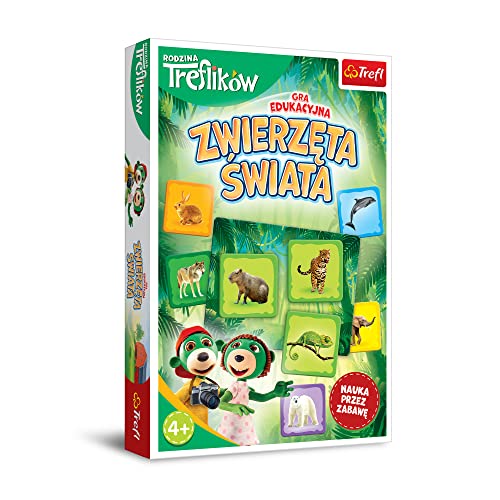 Trefl - Tiere der Welt - Lernspiel, Lernen Sie die Tiere und Orte ihres Vertretens, Lernen Durch Spielen, Spiel mit den Helden der Familie Treflik, für Kinder ab 4 Jahren von Trefl