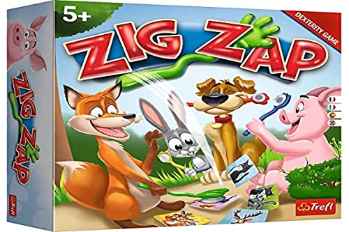 Trefl - Zig Zap - Dymanic Arcade-Spiel, Tierkarten, Familiengesellschaftsspiel, Tierohren und Kartenpackungen zum Greifen für Erwachsene und Kinder ab 5 Jahren von Trefl