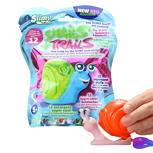 SLIMY Snails + Trails - 90g extra glitschiger Original Slimy Slime in lustigen Schnecken, Spielspaß für Kinder mit Schleim zum Spielen, Sammeln und Tauschen (Spielzeug ab 3 Jahre) von Slimy