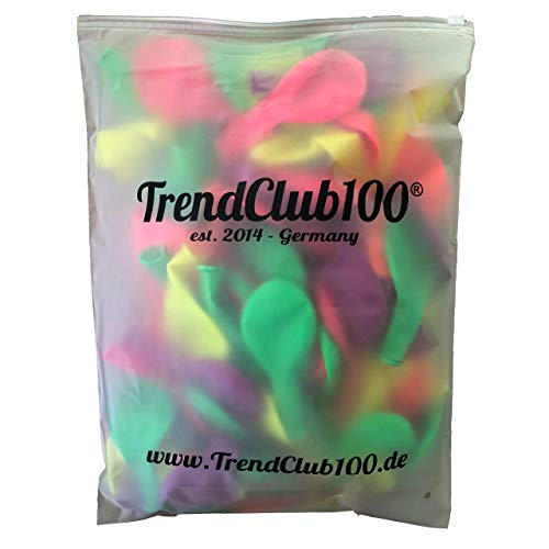 Fasent-Party® 100 Luftballons Ballon - Neon fluoreszierend - Pink Orange Grün Gelb Lila/Violett von TrendClub100