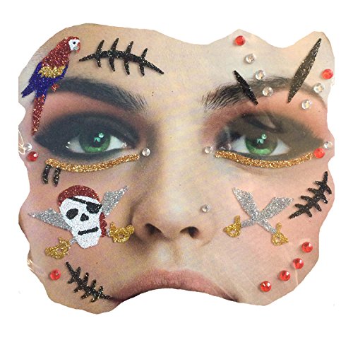 Gesichts Tattoo Face Art Halloween Karneval Pirat von TrendandStylez