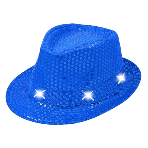 TrendandStylez LED Pailletten Hut Glitzer Kappe Sylvester Karneval Party 11 Farben (Blau) von TrendandStylez