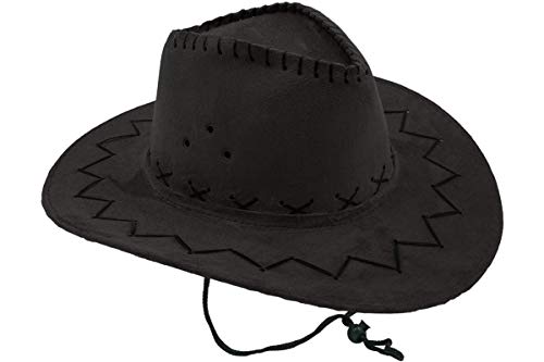 Trendario Cowboyhut für Herren und Damen, Faschingshüte für Erwachsene, Cowboy Kostüm, Cowgirl Kostüm Damen, ideal für Karneval, Fasching oder Mottopartys (Schwarz) von Trendario