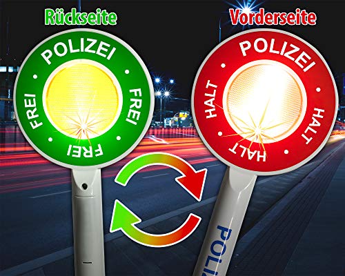 Trendario Polizeikelle Kinder mit Lichtfunktion, Premium Polizei Warnkelle für die Verkleidungskiste, Perfekte Geschenkidee für Kinder Trendario Polizeikelle Kinder mit Lichtfunktion, Premium Polizei Warnkelle für die Verkleidungskiste, Perfekte Geschenkidee für Kinder von Trendario