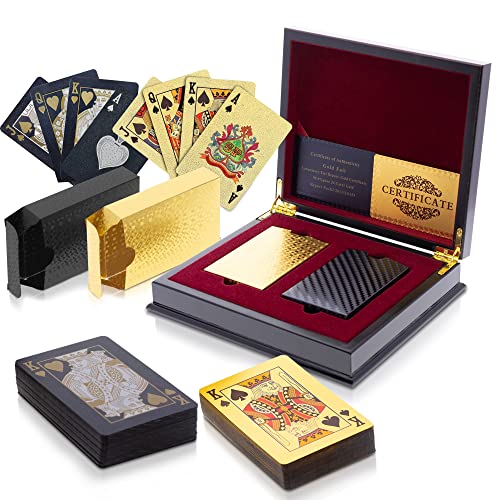 Trendcool Poker-Karte, Kartenspiel, Tischkartenspiel, Poker mit Holzbox (Gold + Schwarz + Box) von Trendcool