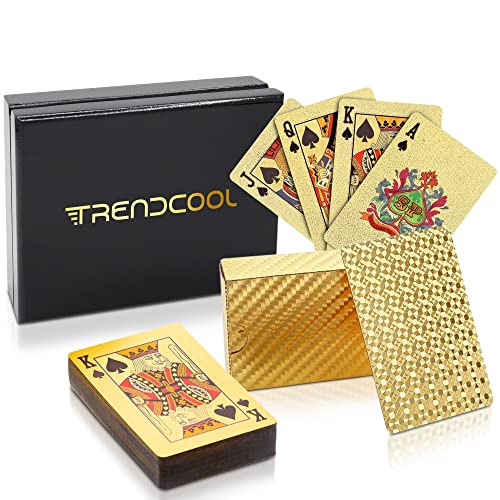 Trendcool Pokerkarte, Kartenspiele, Tischkartenspiel, Pokertisch, mit Holzbox (Gold + Box) von Trendcool