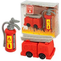 Feuerwehr-Radiergummis im 2er Pack, Mitgebsel Feuerwehrparty von Trendhaus Handelsgesellschaft mbH