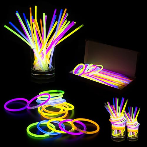 Trimming Shop Knicklichter Party Set für Kinder & Erwachsene, 15 Leuchtstäbe mit Verbinder Lang anhaltende Neon Knicklichter Halsketten, Armbänder, Halloween mitgebsel Kinder, Deko & Festival Zubehör von Trimming Shop