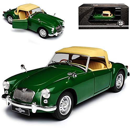 MG A MGA MKI Twin Cam Roadster Cabrio Grün mit Soft Top 1955-1962 Triple 9 1/18 PremiumX Modell Auto mit individiuellem Wunschkennzeichen von Triple9