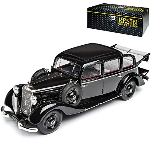 Mercedes-B 260D W138 Pullmann Landaulet Cabriolet Schwarz 1936-1940 1/18 Triple 9 Modell Auto mit individiuellem Wunschkennzeichen von Triple9