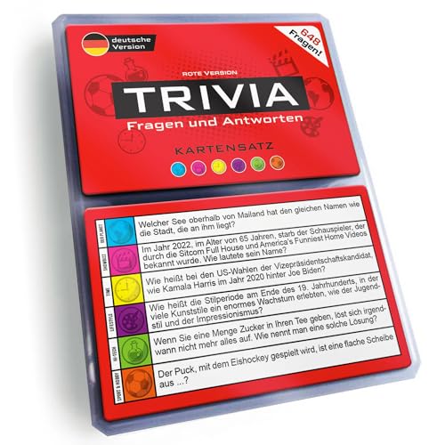 Trivia Kartensatz, Fragen und Antworten, Erweiterungsset, Gesellschaftsspiele, Quiz, Pubquiz [German Language] (Rote Version) von Trivia Quiz Cards