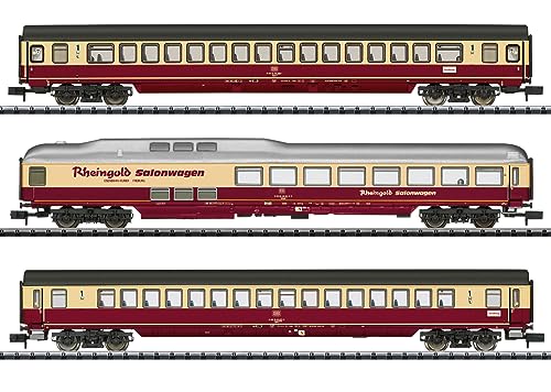 MINITRIX 18715 N 3er-Set Personenwagen Sonder-Tee der DB Bauart Apmz 121.2, Apmz 122, Speisewagen WGmh von Trix