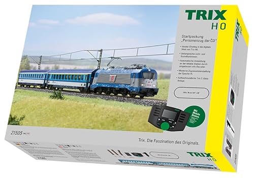 TRIX 21505 Startpackung Personenzug der ČD, Spur H0, mit Mobile Station und großem Gleisoval 220 x 76 cm von Trix